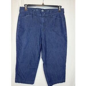 St Johns Bay Womens Size 12 Capris Dark Wash Denim Cotton/Poly/Spandex X